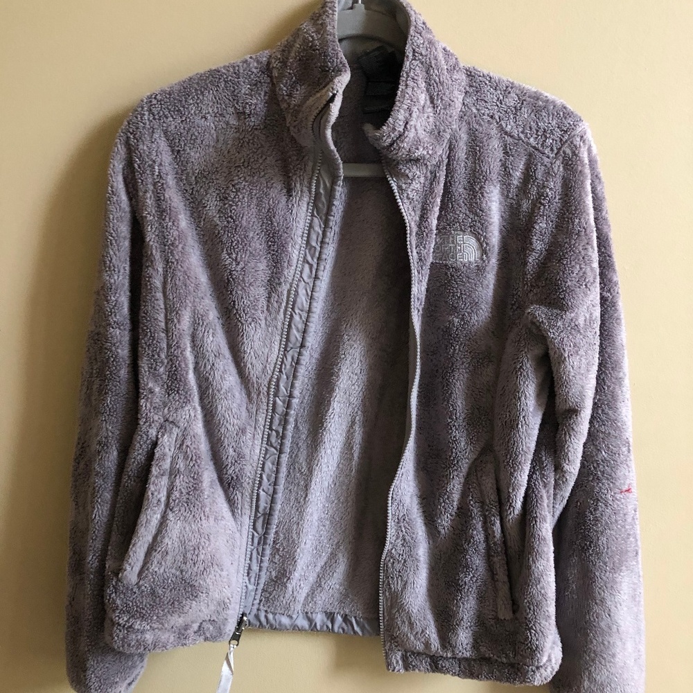 Gray Fuzzy North Face Jacket